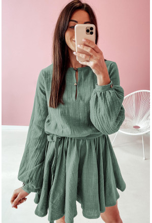 Bavlnené zelené šaty s padavou sukničkou 
