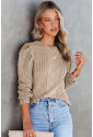 Bavlnený broskyňový sveter s naberaným rukávom 