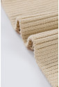 Apricot Cable Ribbed Knit Mix Pattern Puff Sleeve Sweater