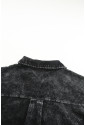 Black Vintage Distressed Mineral Wash Oversized Shacket