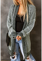 Plaid Knitted Long Open Front Cardigan