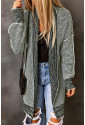 Plaid Knitted Long Open Front Cardigan