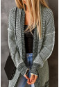 Plaid Knitted Long Open Front Cardigan