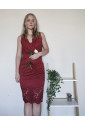 Lace Sleeveless Deep V Neck Bodycon Midi Dress