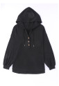Buttoned High and Low Hem Hoodie