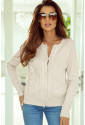 Apricot Lace Trim Ribbed Round Neck Button Up Cardigan