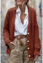 Red Vintage Cable Knit Button Front Cardigan