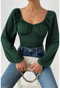 Green Vintage Bubble Sleeve Bodysuit