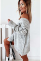 Gray Exposed Seam V Neck Slouchy Sweater