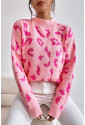 Rolákový ružový sveter s leopardím vzorom 