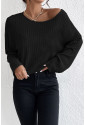 Knitted black Ribbed long sleeve top WIKI