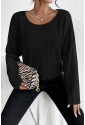 Knitted black Ribbed long sleeve top WIKI