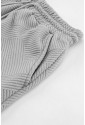 Grey 2pcs Solid Textured Drawstring Shorts Set