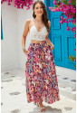 Multicolor Boho Floral Print High Waist Maxi Skirt