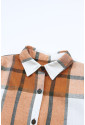 Khaki Plaid Pattern Collared Neck Ruffled Sleeve Shirt Dress