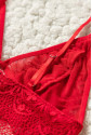 Zmyselný set spodného červeného čipkovaného prádla