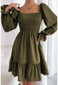 Romantické zelené dámske šaty s dlhým rukávom MONIKA