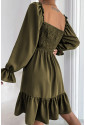 Romantické zelené dámske šaty s dlhým rukávom MONIKA