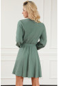 Green long sleeve muslin cotton dress