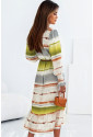 Multicolor Lace Up Tie-dye Print Long Shirt Dress