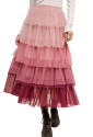 Pink Gradient Ruffle Mesh Maxi Skirt