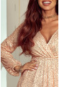 Gold sequins long sleeves wrapped dress