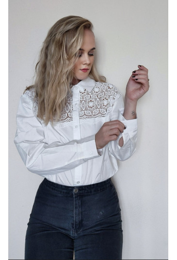 Lace Crochet Splicing Button Up Shirt