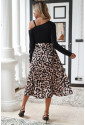 Black Asymmetric Shoulder Leopard Dress