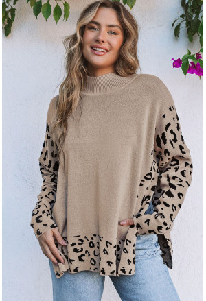 Leopard High Neck Oversized Sweater