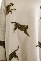 Cheetah Side Split High Neck Oversized Sweater