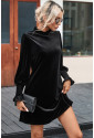 Zamatové čierne mini šaty Katy