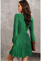 Green Crinkle Velvet Mini Dress