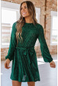 Green Crinkle Velvet Mini Dress
