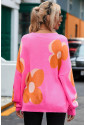 Kvetinový oversize ružový sveter