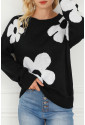 Kvetinový oversize čierny sveter