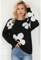 Flower Black Slouchy Sweater