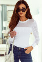 White long-sleeved pearls top
