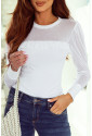 White long-sleeved pearls top