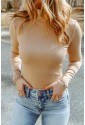 Ribbed Knit High Neck Top