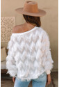 Originálny biely sveter s pierkovým detailom 
