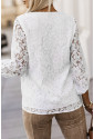 White Floral Lace Crochet Loose Fit V Neck Top