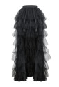Black multi-layer chiffon high low maxi skirt