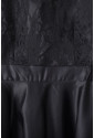 Black Long Sleeve Lace High Low Satin Prom Dress