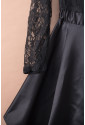 Asymetrické čierne spoločenské čipkované šaty