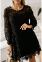 Čierne krajkové šaty s priehľadnými dlhými rukávmi