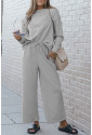Womens 2pcs Solid Textured Loungewear Set