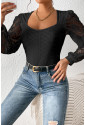 Black lace long sleeve bodysuit SIERA