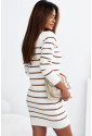 Stripe Button Ribbed Sweater Dress