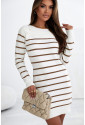 Stripe Button Ribbed Sweater Dress