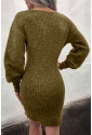 Elegant V Neck Bodycon Sweater Dress